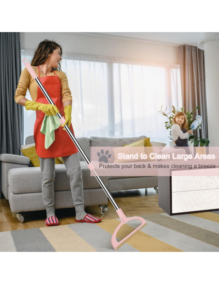 Rastrillo para Alfombra TOSMAL T10, Mango Largo 142 cm Rosa