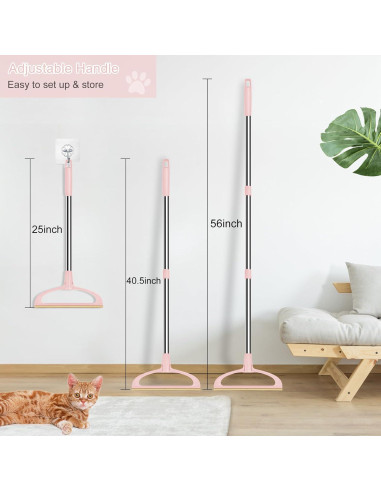 Rastrillo para Alfombra TOSMAL T10, Mango Largo 142 cm Rosa