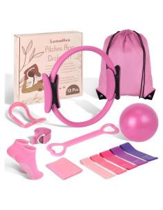 Kit de Pilates Rosa HGKZJSL con Pelota y Bandas de Resistencia