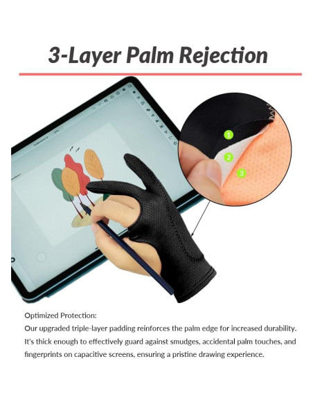 Guante Transpirable para Dibujo WSWBD Negro S - Arte Digital