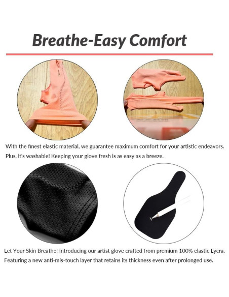 Guante Transpirable para Dibujo WSWBD Negro S - Arte Digital