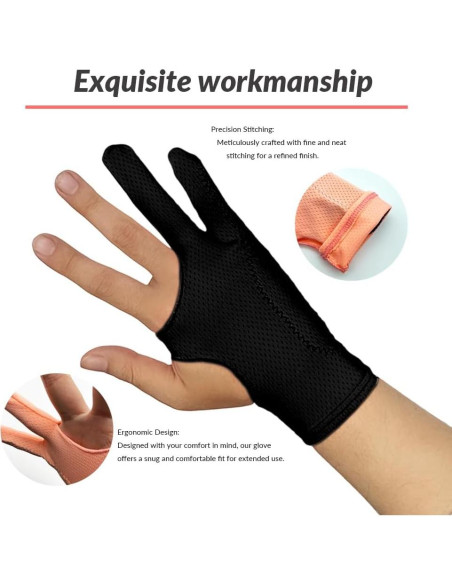 Guante Transpirable para Dibujo WSWBD Negro S - Arte Digital