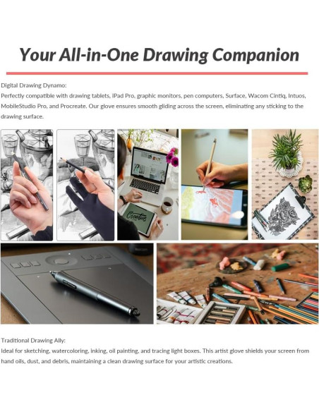 Guante Transpirable para Dibujo WSWBD Negro S - Arte Digital