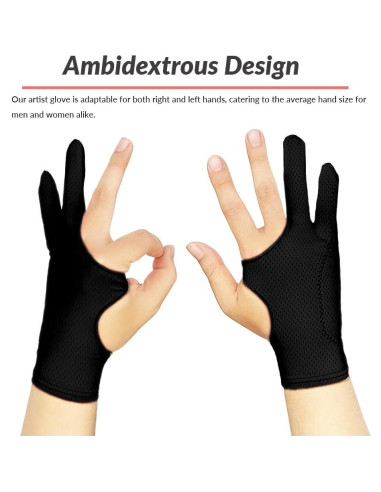 Guante Transpirable para Dibujo WSWBD Negro S - Arte Digital
