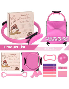 Kit de Pilates Rosa HGKZJSL con Pelota y Bandas de Resistencia 2
