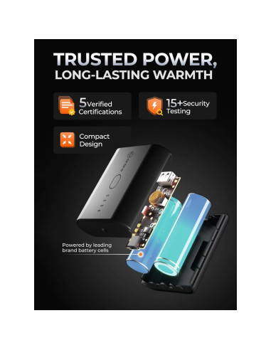 Calentador de Manos ORORO MINI 5K Recargable 17 Horas Negro