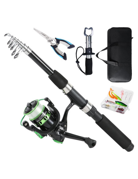 Combo de Caña de Pesca Telescópica 2.1m Tripquips con Carrete