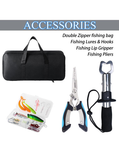 Combo de Caña de Pesca Telescópica 2.1m Tripquips con Carrete