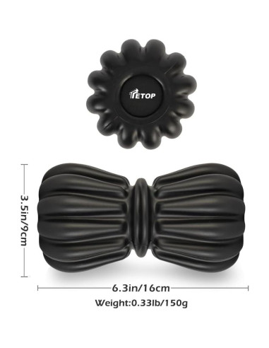 Bola de Masaje TETOP Doble Lacrosse 8.9x16 cm Negro