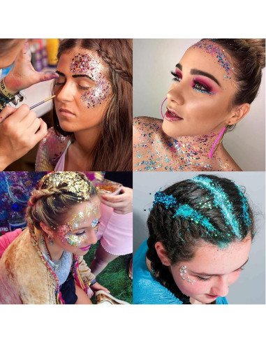 Gel de Brillo Corporal Linwulte 120ml Azul Claro Holográfico