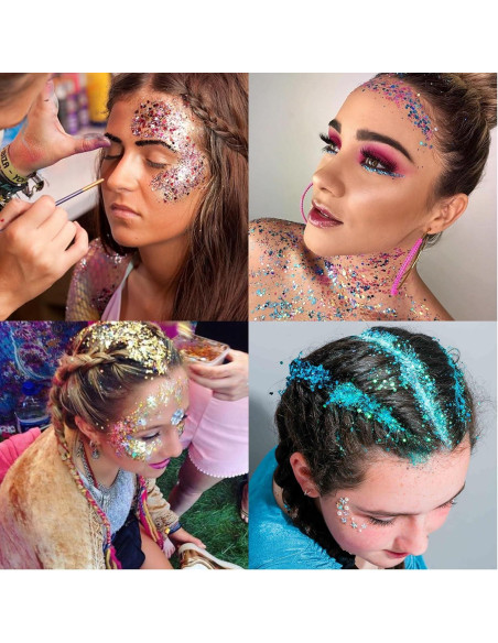 Gel de Brillo Corporal Linwulte 120ml Azul Claro Holográfico