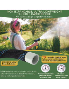 Manguera de Jardín No Expandible 15.24 m Nurtsoli con Boquilla 2