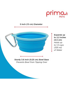 Cuenco Plegable de Silicona Prima Pets 1.5 Tazas Aqua - 2 Paquete 2