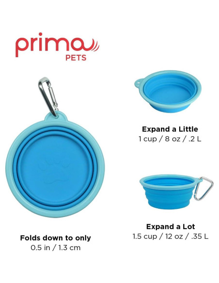 Cuenco Plegable de Silicona Prima Pets 1.5 Tazas Aqua - 2 Paquete