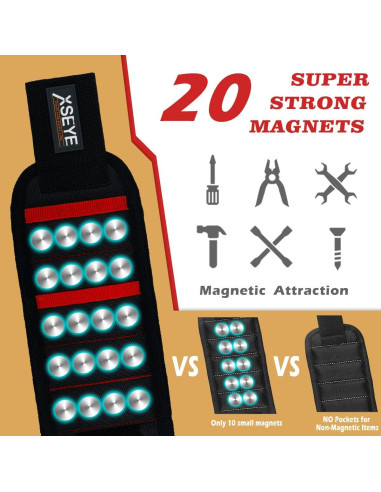 Pulsera Magnética XSEYE J-37 Roja para Tornillos y Piezas