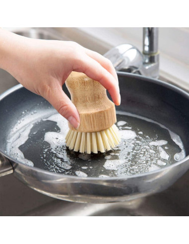 4 Cepillos de Palma de Bambú Vankcp Redondos para Platos