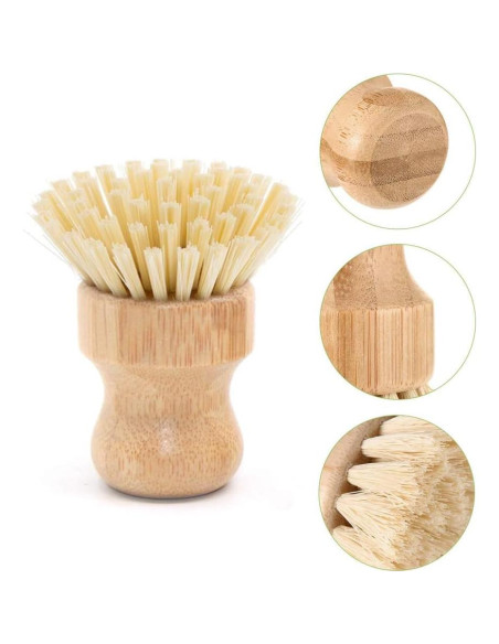 4 Cepillos de Palma de Bambú Vankcp Redondos para Platos