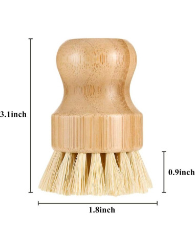 4 Cepillos de Palma de Bambú Vankcp Redondos para Platos