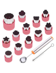 Juego de 12 Cortadores de Frutas y Verduras TIMGOU Rosa