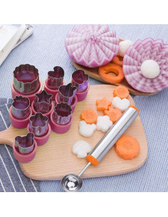 Juego de 12 Cortadores de Frutas y Verduras TIMGOU Rosa 2