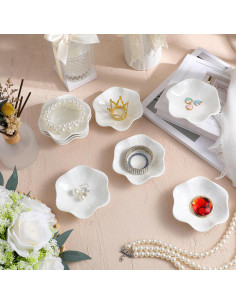 Shappy 24 Pcs Bandejas de Joyería Cerámica Flor 11.5 cm 2