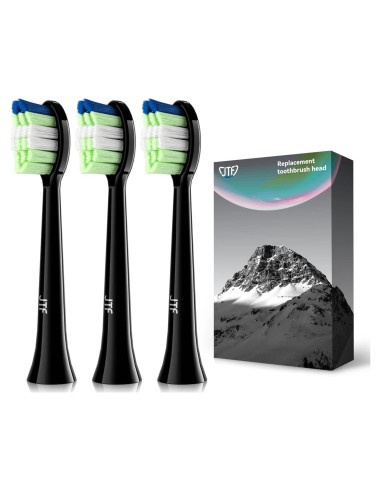 Cabezas de cepillo de dientes JTF Sonic P200, paquete de 3, negro
