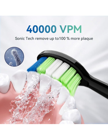 Cabezas de cepillo de dientes JTF Sonic P200, paquete de 3, negro