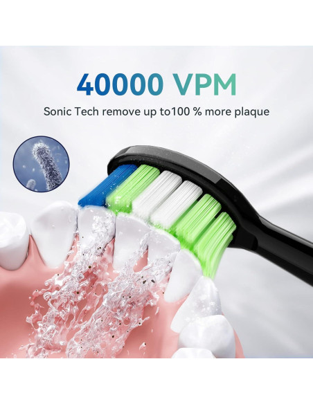 Cabezas de cepillo de dientes JTF Sonic P200, paquete de 3, negro