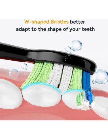 Cabezas de cepillo de dientes JTF Sonic P200, paquete de 3, negro