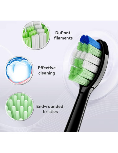 Cabezas de cepillo de dientes JTF Sonic P200, paquete de 3, negro