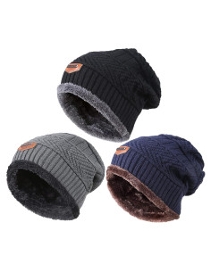 Gorras de Invierno Tejidas T WILKER + Bufanda Franela Niños 5-14 Años