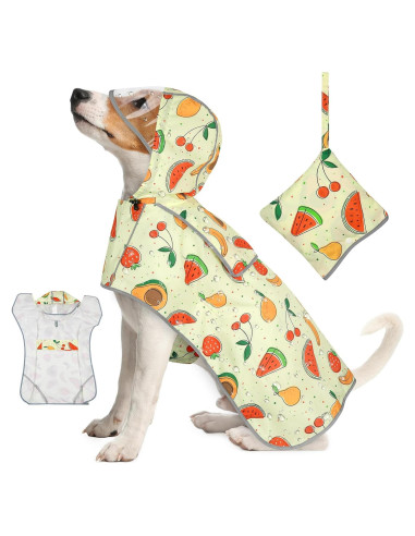 Abrigo de Lluvia para Perros Weesiber Pequeño Amarillo Frutas