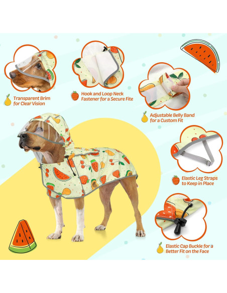 Abrigo de Lluvia para Perros Weesiber Pequeño Amarillo Frutas