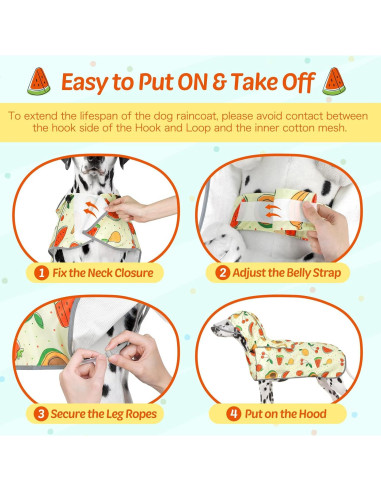 Abrigo de Lluvia para Perros Weesiber Pequeño Amarillo Frutas