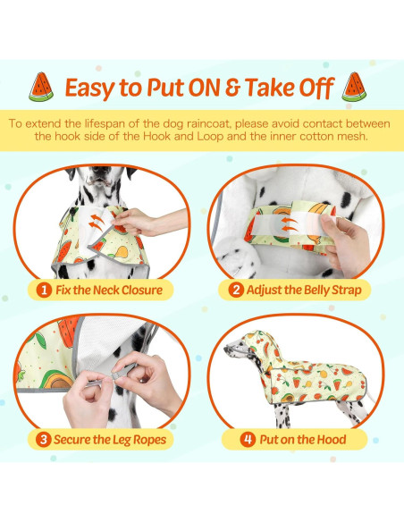 Abrigo de Lluvia para Perros Weesiber Pequeño Amarillo Frutas