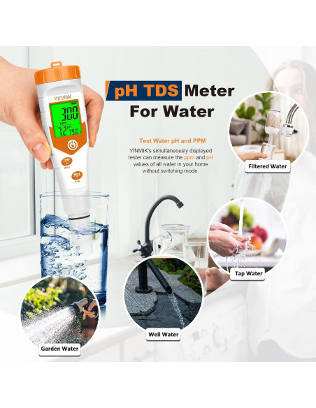Probador de pH y EC 4 en 1 YINMIK YK-4 para Hidropónicos