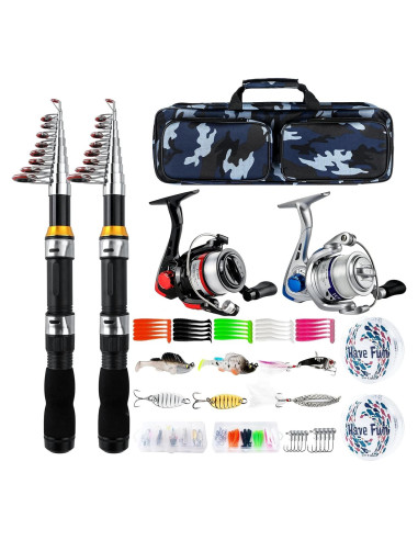 Combo de Caña de Pesca Plegable 2.1M Mouhike con Carretes