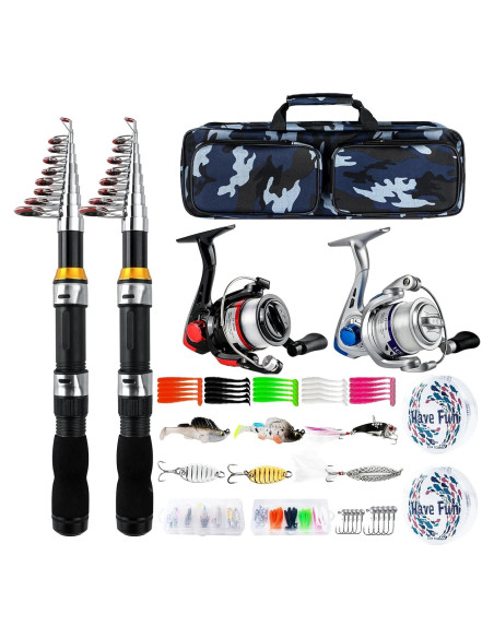 Combo de Caña de Pesca Plegable 2.1M Mouhike con Carretes
