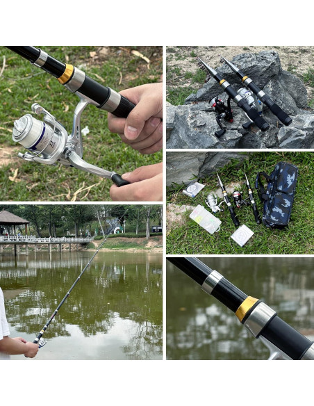 Combo de Caña de Pesca Plegable 2.1M Mouhike con Carretes