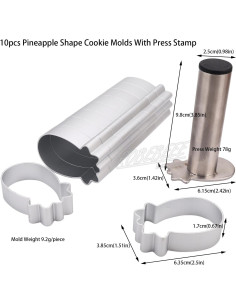 Juego de 10 Moldes de Galletas Piña con Sello de Prensa Robebeee 2