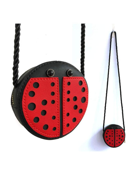 Bolso Mensajero para Niñas JienClound Mariquita Rojo y Negro