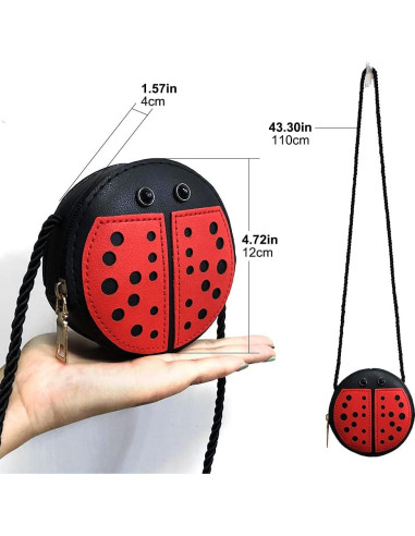 Bolso Mensajero para Niñas JienClound Mariquita Rojo y Negro