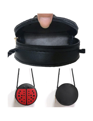 Bolso Mensajero para Niñas JienClound Mariquita Rojo y Negro