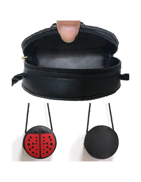 Bolso Mensajero para Niñas JienClound Mariquita Rojo y Negro