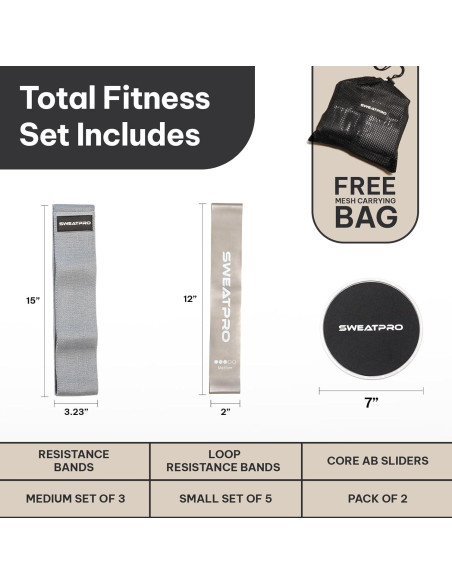 Kit de Ejercicio SweatPro - Bandas de Resistencia y Deslizadores