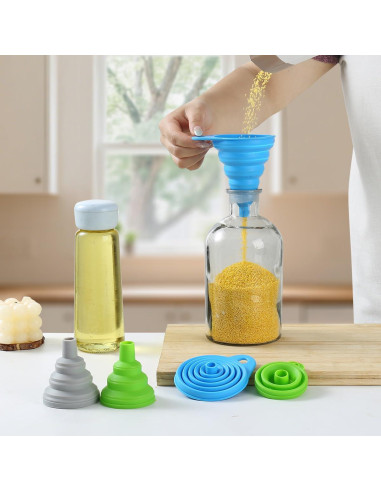 Juego de 6 embudos colapsables de silicona Emptycolor - Grado alimenticio