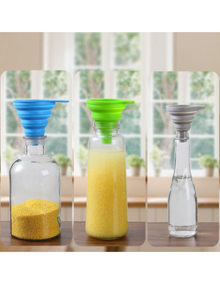 Juego de 6 embudos colapsables de silicona Emptycolor - Grado alimenticio Juego de 6 embudos colapsables de silicona Emptycolor - Grado alimenticio