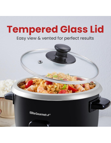 Cocinero de Arroz Eléctrico Elite Gourmet ERC003B 6 Tazas Negro