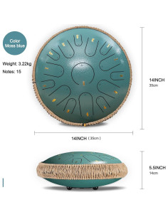 Tambor de Lengua de Acero 35.56 cm Aimery 15 Notas Azul 2