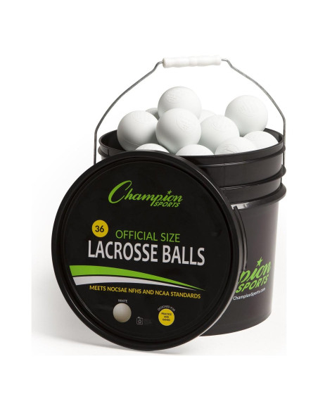 Pelotas de Lacrosse Champion Sports - Cubo con 36 Pelotas Blancas